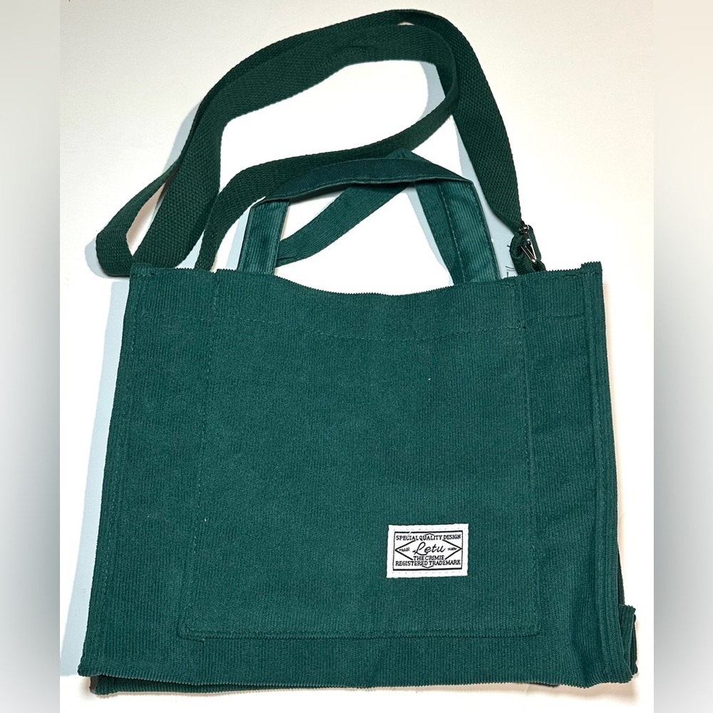 LETU Green Corduroy Tote Bag Adjustable Shoulder Strap Carry Strap Travel Bag - Picture 11 of 16